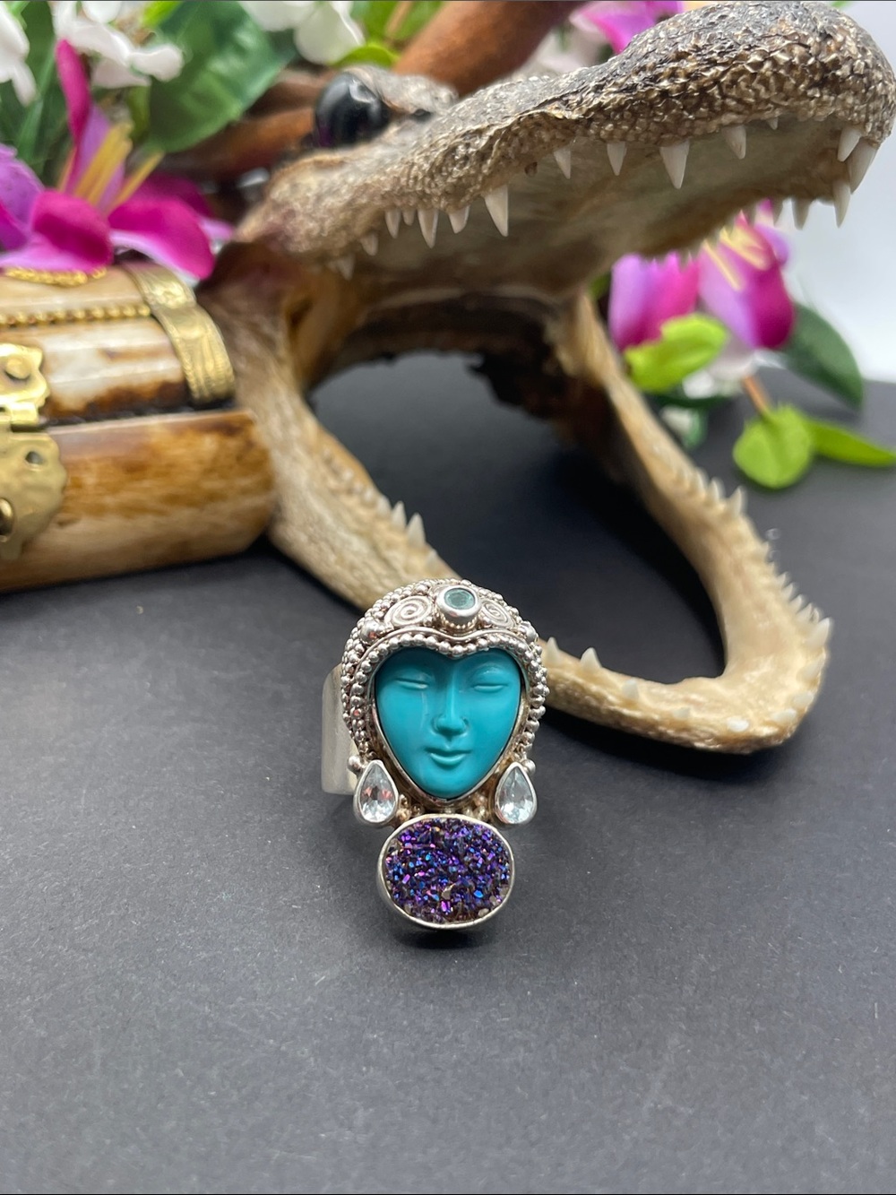 Sajen 925 and semiprecious stones ring vintage